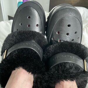 Stella McCartney Black Furry Clogs